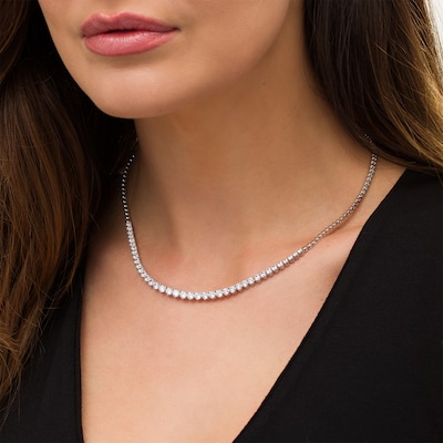 CT. T.W. Diamond Graduated Tennis Necklace in 10K White Gold