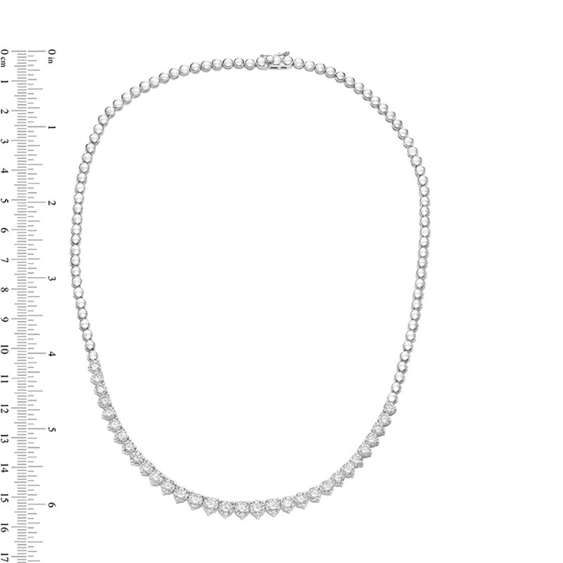 Main Image 3 of 8.00 CT. T.W. Diamond Graduated Tennis-Style Necklace in 10K White Gold - 17"