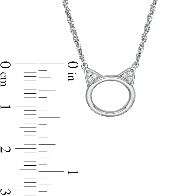 Main Image 3 of Diamond Accent Cat Necklace in Sterling Silver