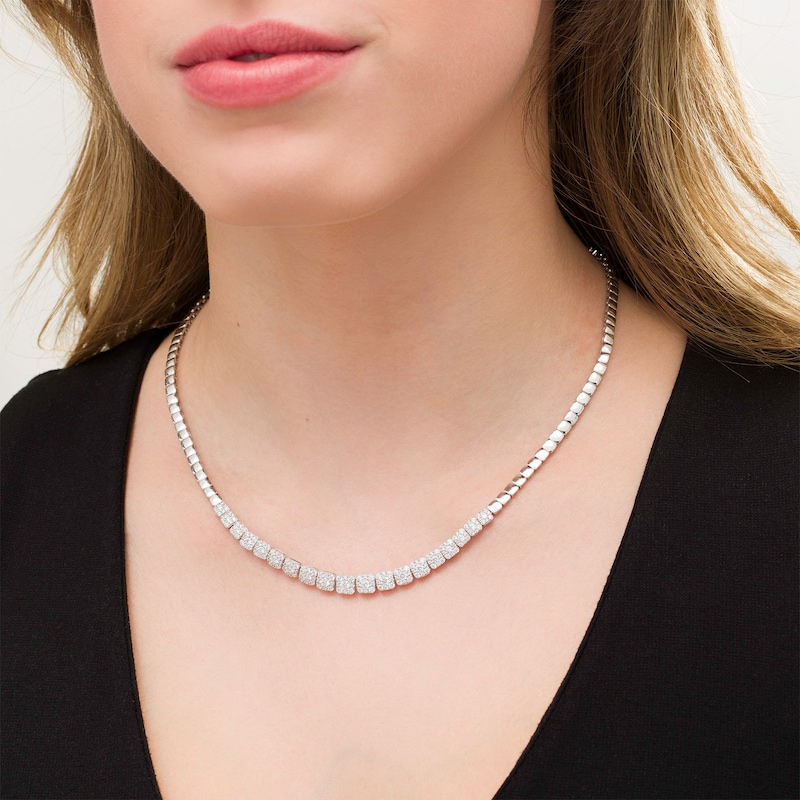 Main Image 2 of 3.00 CT. T.W. Composite Diamond Graduated Necklace in 10K White Gold