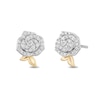 Thumbnail Image 0 of Enchanted Disney Belle 0.18 CT. T.W. Diamond Rose Stud Earrings in Sterling Silver and 10K Gold