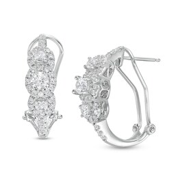 0.95 CT. T.W. Diamond Past Present Future® Frame Hoop Earrings in 10K White Gold