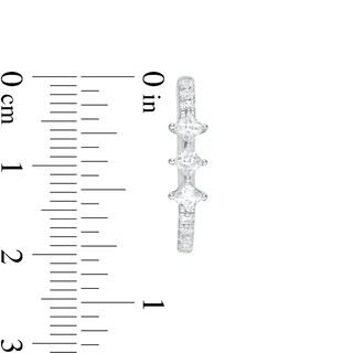 1.00 CT. T.W. Princess-Cut Diamond Past Present Future® Tilted Hoop Earrings in 10K White Gold