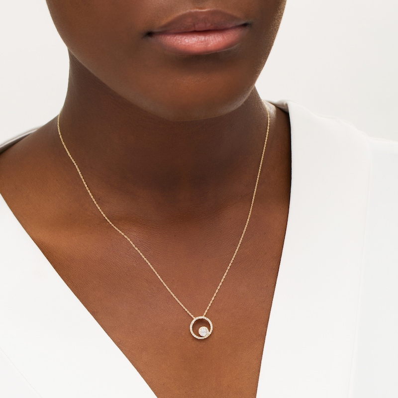 Main Image 2 of 0.23 CT. T.W. Composite Diamond Open Circle Pendant in 10K Gold