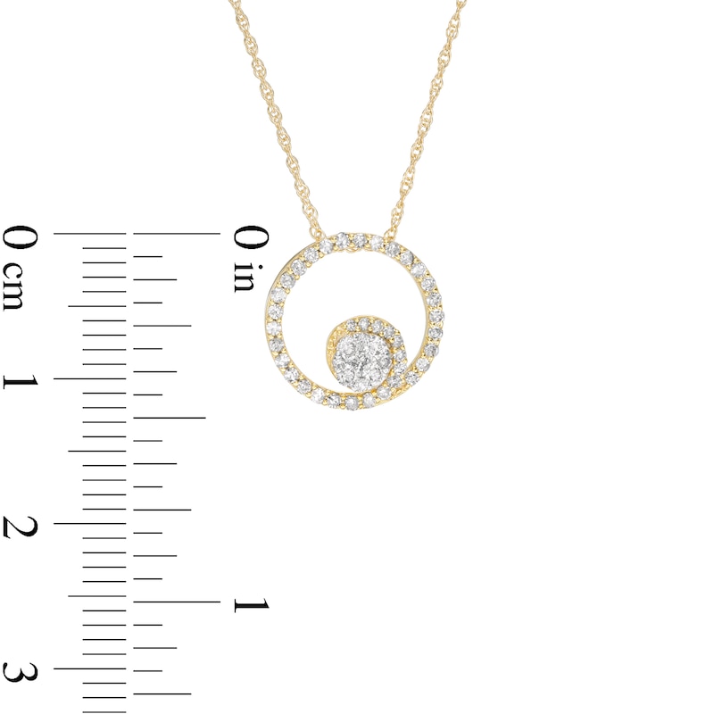 Main Image 3 of 0.23 CT. T.W. Composite Diamond Open Circle Pendant in 10K Gold