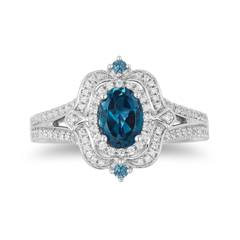 Collector's Edition Enchanted Disney Cinderella 70th Anniversary Topaz and 0.23 CT. T.W. Diamond Ring in 14K White Gold