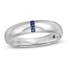 Thumbnail Image 0 of Vera Wang Love Collection Men's Blue Sapphire Linear Three Stone Wedding Band in 14K White Gold