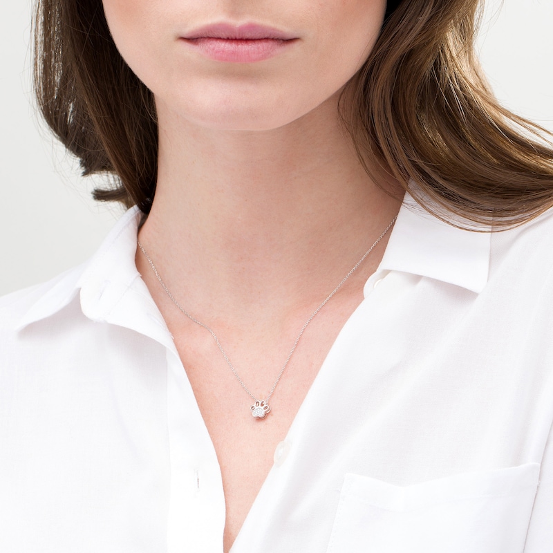 Main Image 2 of Diamond Accent Heart Paw Print Necklace in 10K White Gold