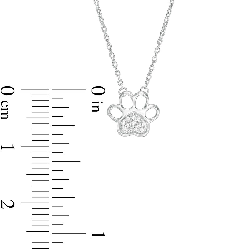 Diamond Accent Heart Paw Print Necklace in 10K White Gold