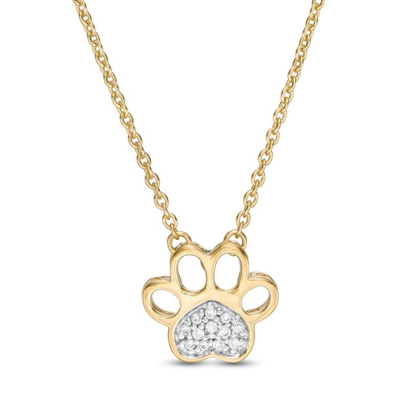 Main Image 1 of Diamond Accent Heart Paw Print Necklace in 10K Gold