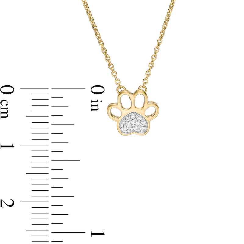 Main Image 3 of Diamond Accent Heart Paw Print Necklace in 10K Gold