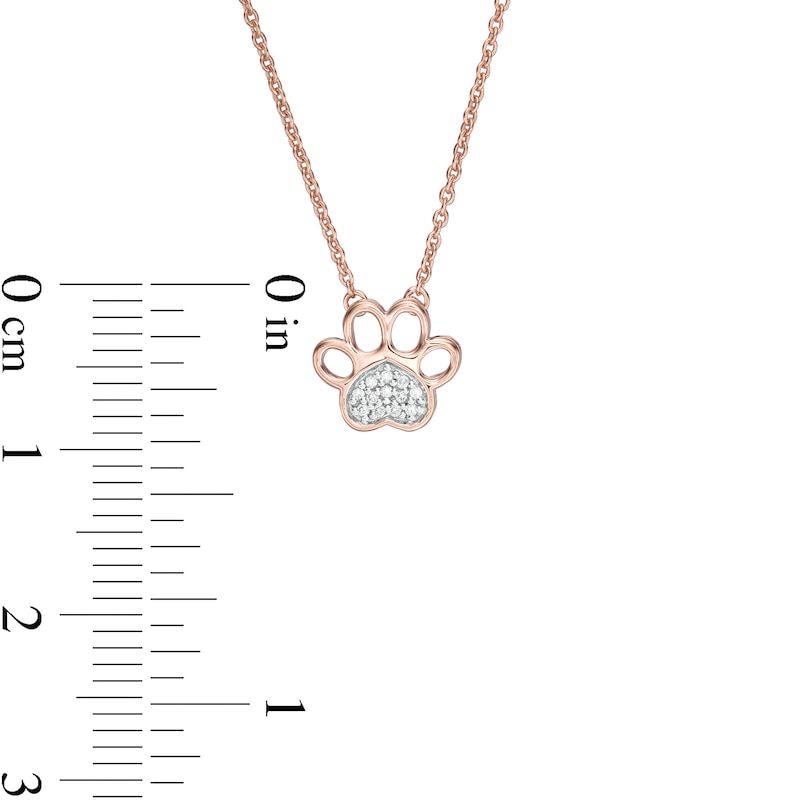 Main Image 2 of Diamond Accent Heart Paw Print Necklace in 10K Rose Gold