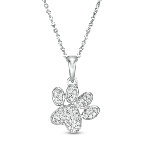 0.116 CT. T.W. Diamond Tilted Paw Print Pendant in 10K Gold