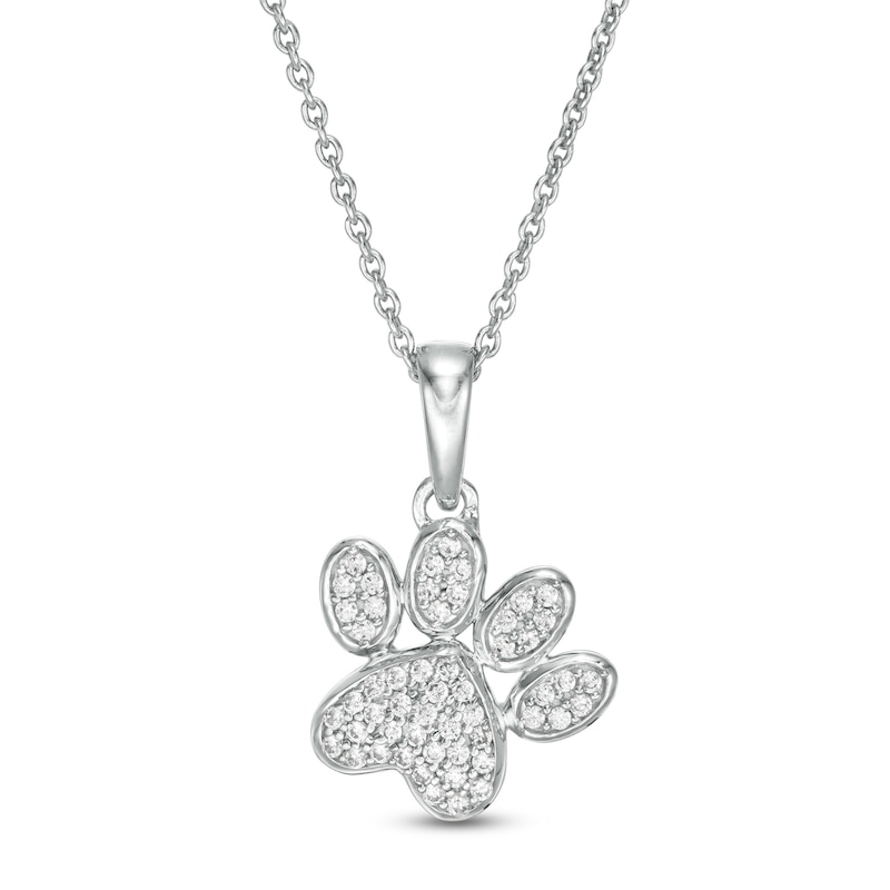 0.116 CT. T.W. Diamond Tilted Paw Print Pendant in 10K White Gold