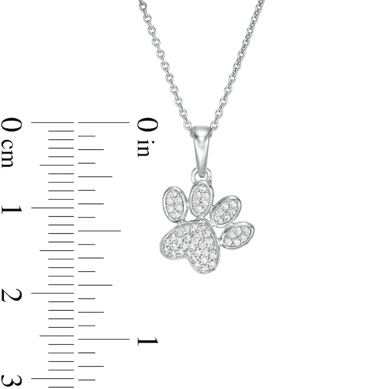 Main Image 3 of 0.116 CT. T.W. Diamond Tilted Paw Print Pendant in 10K White Gold