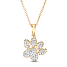 0.116 CT. T.W. Diamond Tilted Paw Print Pendant in 10K Gold