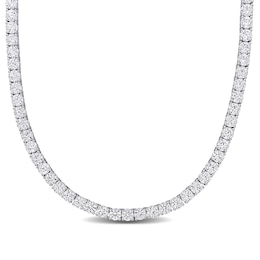4.0mm White Lab-Created Sapphire Tennis Necklace in Sterling Silver - 17&quot;