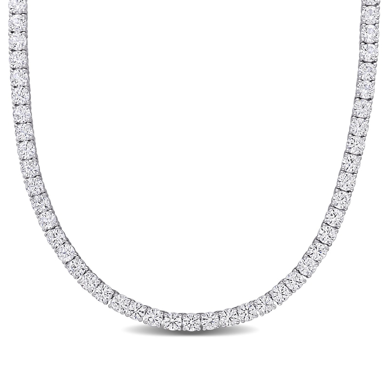 4.0mm White Lab-Created Sapphire Tennis Necklace in Sterling Silver - 17"