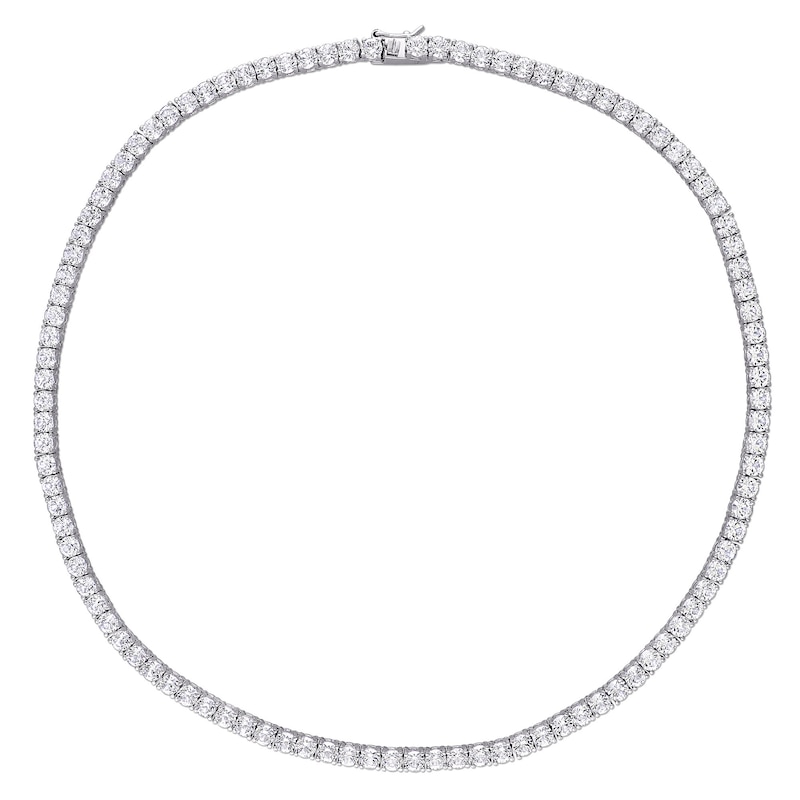 4.0mm White Lab-Created Sapphire Tennis Necklace in Sterling Silver - 17"