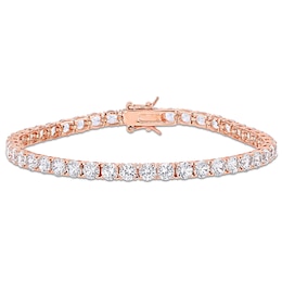 4.0mm Lab-Created White Sapphire Tennis Bracelet in Sterling Silver with Rose Rhodium - 7.25&quot;