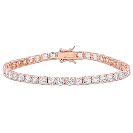 4.0mm Lab-Created White Sapphire Tennis Bracelet in Sterling Silver with Rose Rhodium - 7.25"