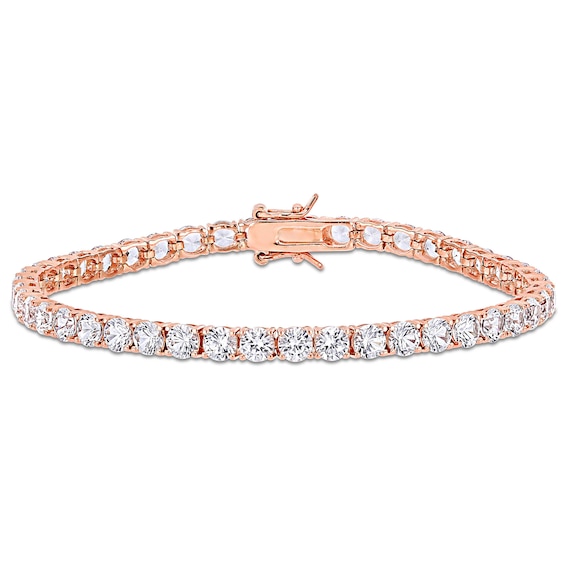4.0mm Lab-Created White Sapphire Tennis Bracelet in Sterling Silver with Rose Rhodium - 7.25"