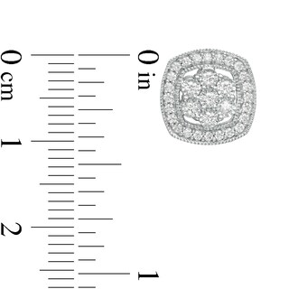 0.50 CT. T.W. Composite Diamond Cushion Frame Stud Earrings in Sterling Silver