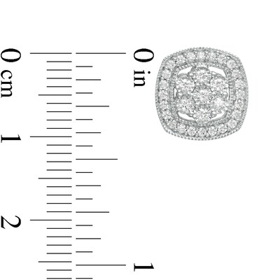 0.50 CT. T.W. Composite Diamond Cushion Frame Stud Earrings in Sterling Silver