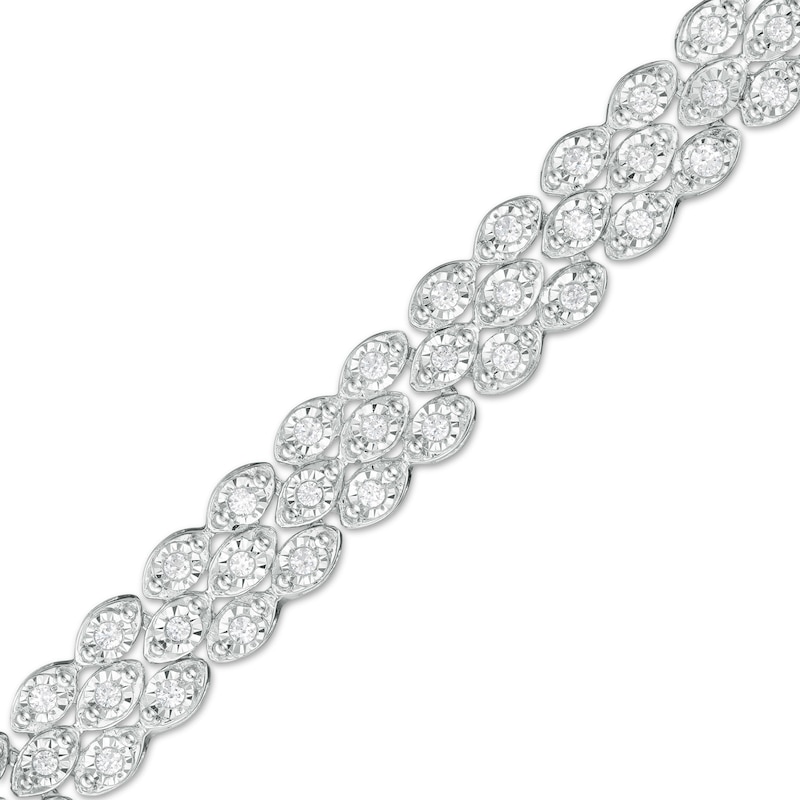 Main Image 1 of 1.00 CT. T.W. Diamond Triple-Row Tennis Bracelet in Sterling Silver