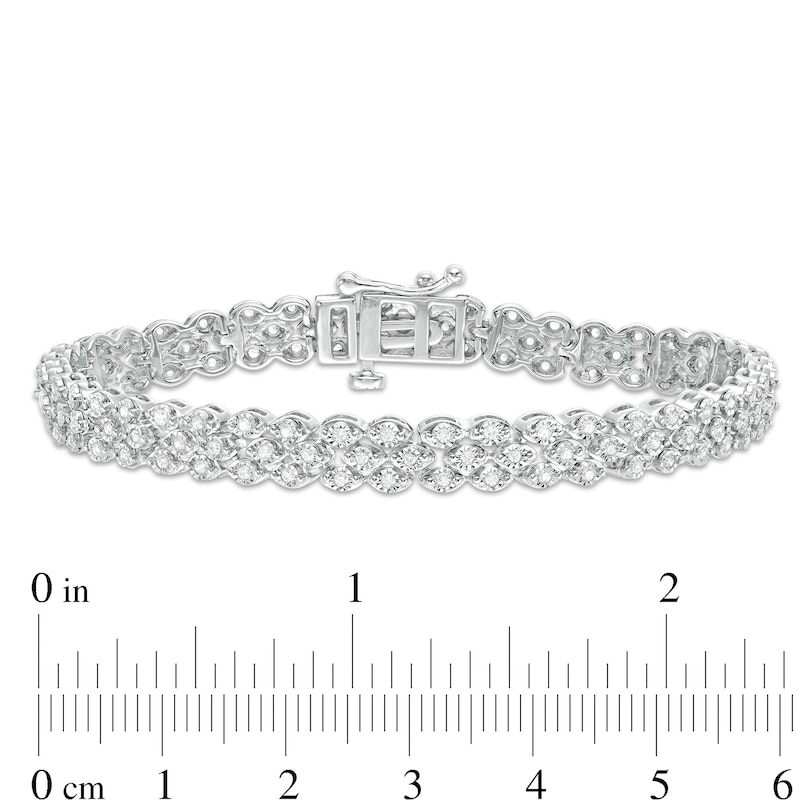 Main Image 4 of 1.00 CT. T.W. Diamond Triple-Row Tennis Bracelet in Sterling Silver
