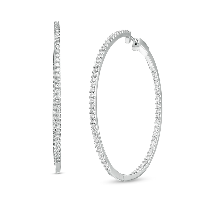 2.00 CT. T.W. Diamond Inside-Out Hoop Earrings in Sterling Silver|Peoples Jewellers