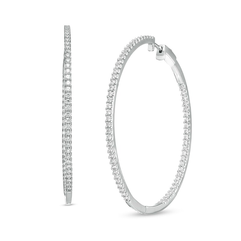 Main Image 1 of 2.00 CT. T.W. Diamond Inside-Out Hoop Earrings in Sterling Silver