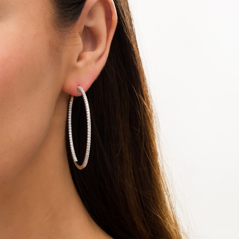 Main Image 2 of 2.00 CT. T.W. Diamond Inside-Out Hoop Earrings in Sterling Silver