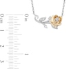 Thumbnail Image 3 of Enchanted Disney Belle 0.085 CT. T.W. Diamond Rose Bar Necklace in Sterling Silver and 10K Gold