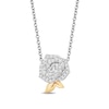 Thumbnail Image 0 of Enchanted Disney Belle 0.145 CT. T.W. Diamond Rose Necklace in Sterling Silver and 10K Gold