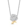 Thumbnail Image 0 of Enchanted Disney Belle 0.145 CT. T.W. Diamond Rose Necklace in Sterling Silver and 10K Gold