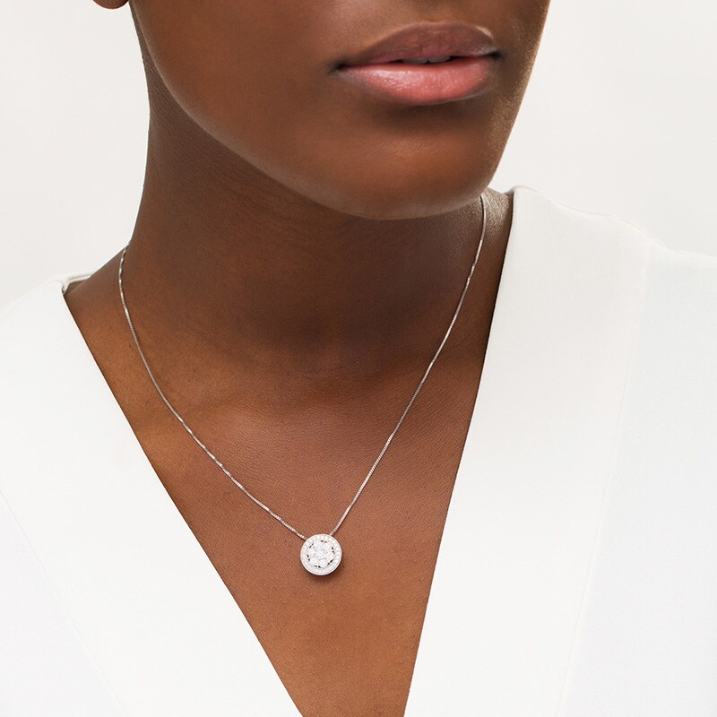 Main Image 2 of 0.50 CT. T.W. Composite Diamond Frame Vintage-Style Pendant in Sterling Silver