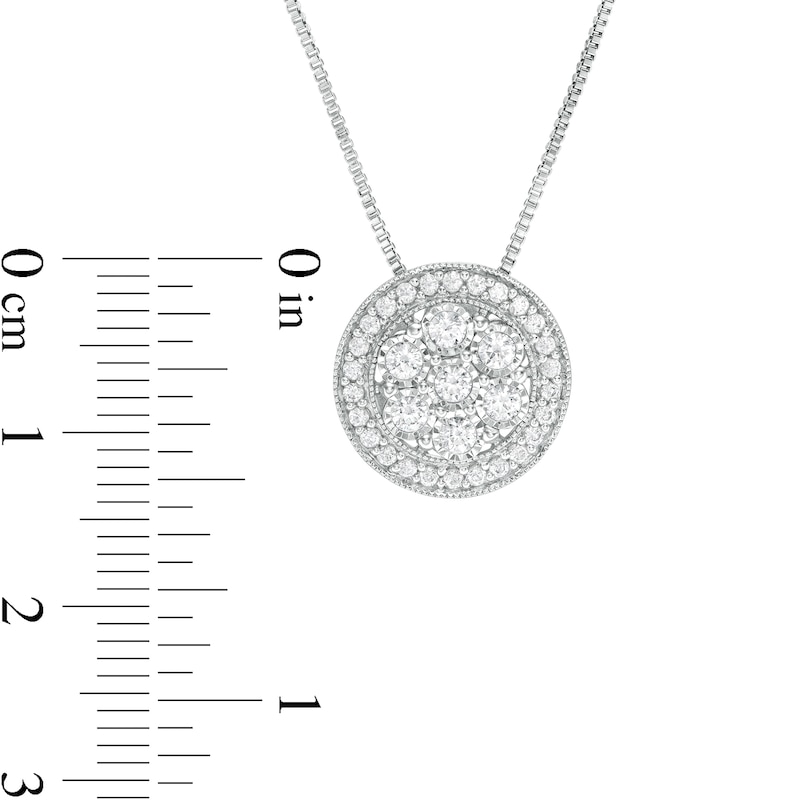 0.50 CT. T.W. Composite Diamond Frame Vintage-Style Pendant in Sterling Silver