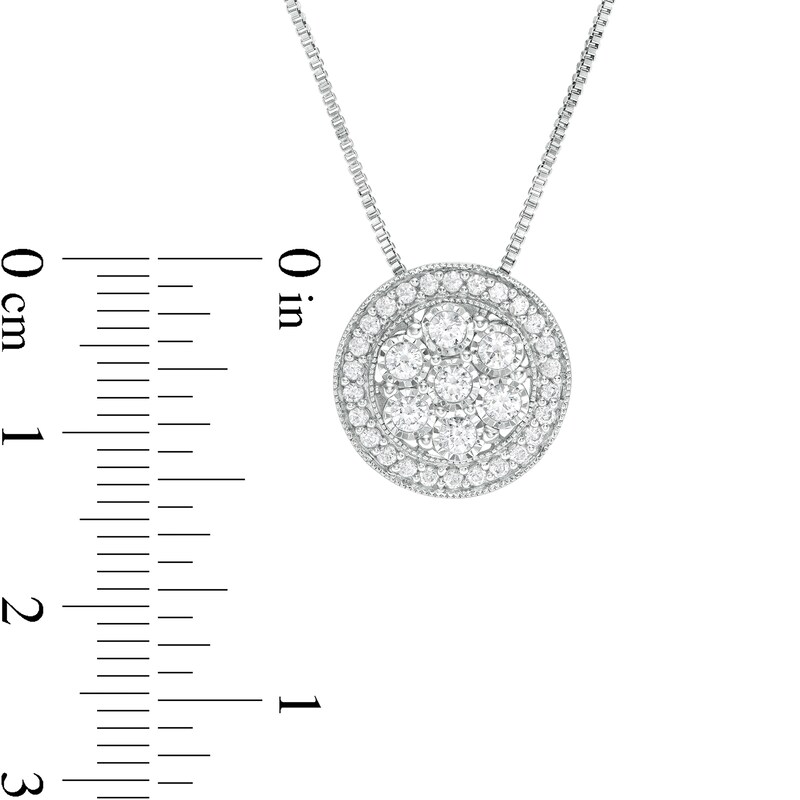 Main Image 3 of 0.50 CT. T.W. Composite Diamond Frame Vintage-Style Pendant in Sterling Silver