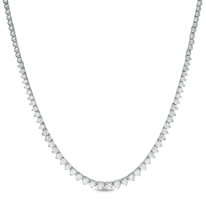 Main Image 1 of 3.00 CT. T.W. Diamond Graduated Tennis Necklace in 10K White Gold - 17"