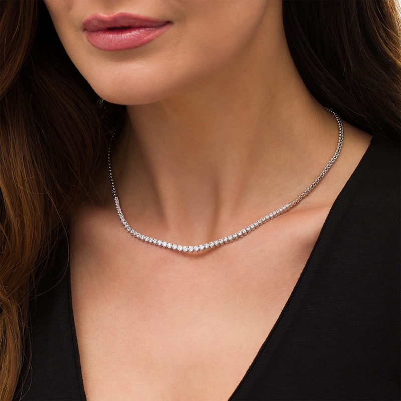 Main Image 2 of 3.00 CT. T.W. Diamond Graduated Tennis Necklace in 10K White Gold - 17"