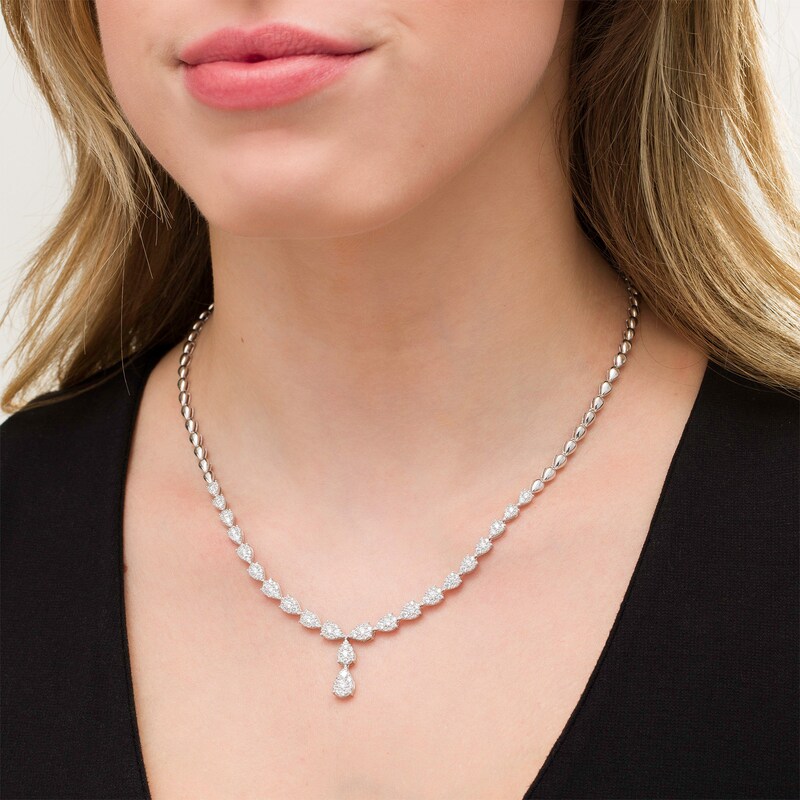 Main Image 2 of 3.03 CT. T.W. Composite Diamond Graduated "Y" Necklace in 10K White Gold