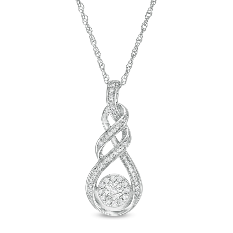 0.18 CT. T.W. Diamond Double Twist Flame Pendant in Sterling Silver