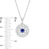 Thumbnail Image 3 of 4.0mm Lab-Created Blue and White Sapphire Filigree Hearts Frame Pendant in Sterling Silver