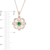 Thumbnail Image 3 of 4.0mm Lab-Created Emerald and 0.04 CT. T.W. Diamond Filigree Clover Pendant in 10K Rose Gold