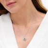Thumbnail Image 2 of 4.0mm Lab-Created Emerald and 0.04 CT. T.W. Diamond Filigree Heart Scroll Vintage-Style Kite Pendant in Sterling Silver