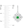 Thumbnail Image 3 of 3.5mm Lab-Created Emerald and 0.04 CT. T.W. Diamond Filigree Heart Vintage-Style Kite Drop Earrings in Sterling Silver