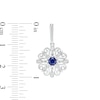 Thumbnail Image 2 of 4.0mm Lab-Created Blue Sapphire and 0.04 CT. T.W. Diamond Filigree Scroll Frame Drop Earrings in Sterling Silver