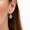 Thumbnail Image 2 of Amethyst and 0.04 CT. T.W. Diamond Filigree Cross Oval Drop Earrings in Sterling Silver