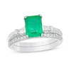 Thumbnail Image 1 of Emerald-Cut Emerald and 0.32 CT. T.W. Diamond Collar Bridal Set in 14K White Gold